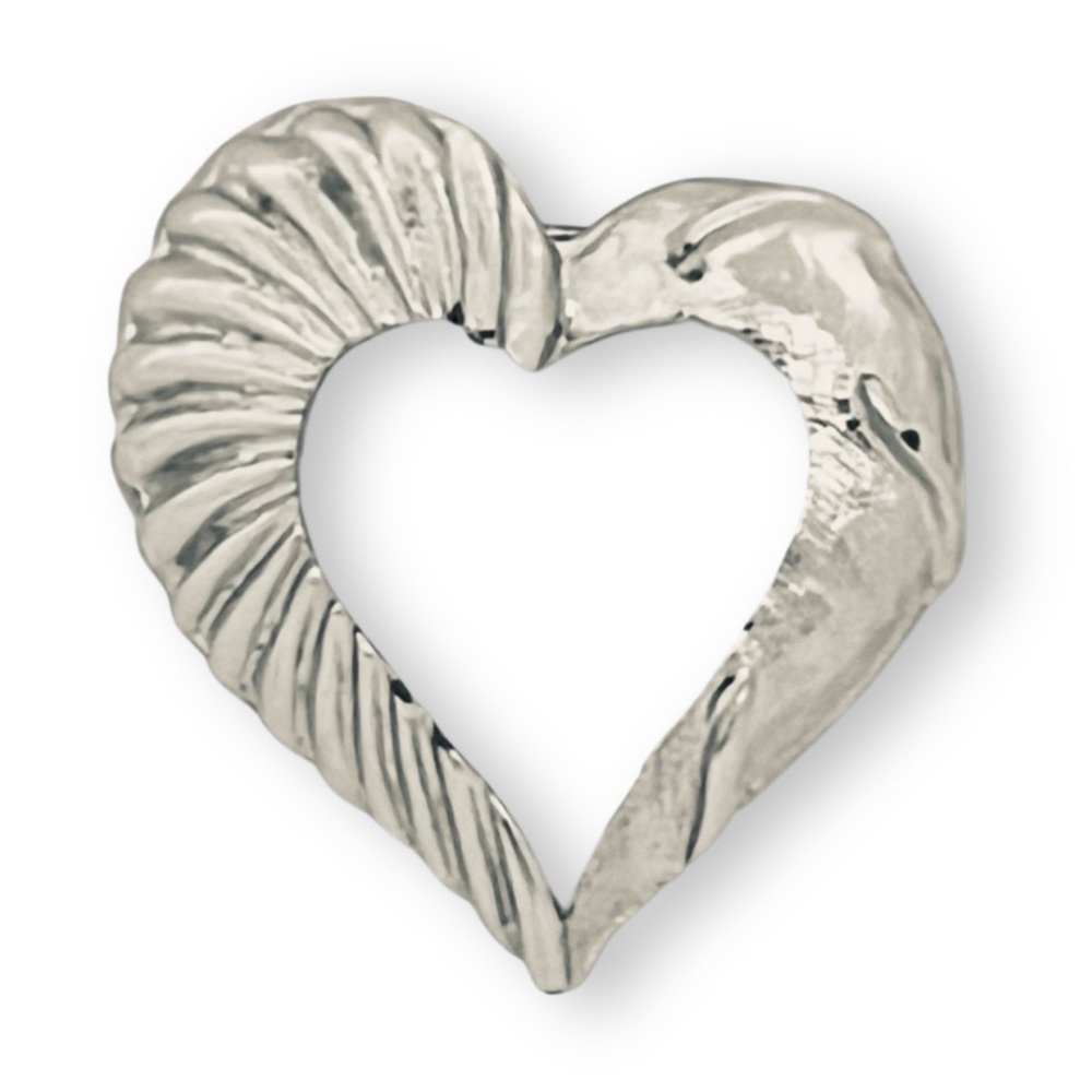 VINTAGE • Silver Open Heart Lapel Scarf Pin Brooch